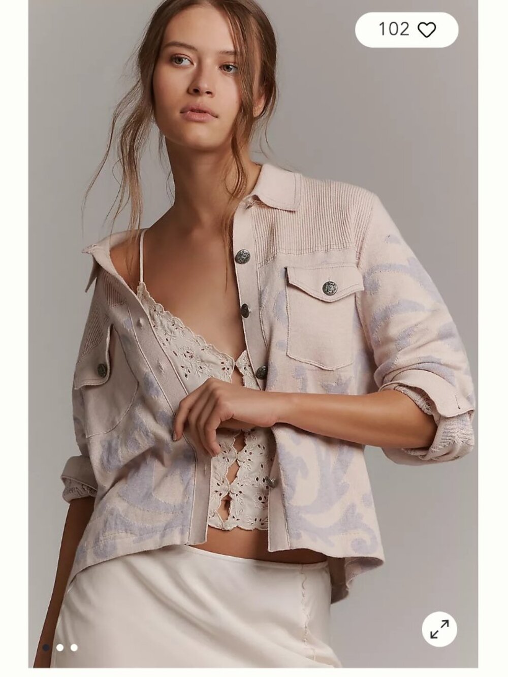 Happy Sheep Anthropologie Cashmere/Cotton Collared Cardigan